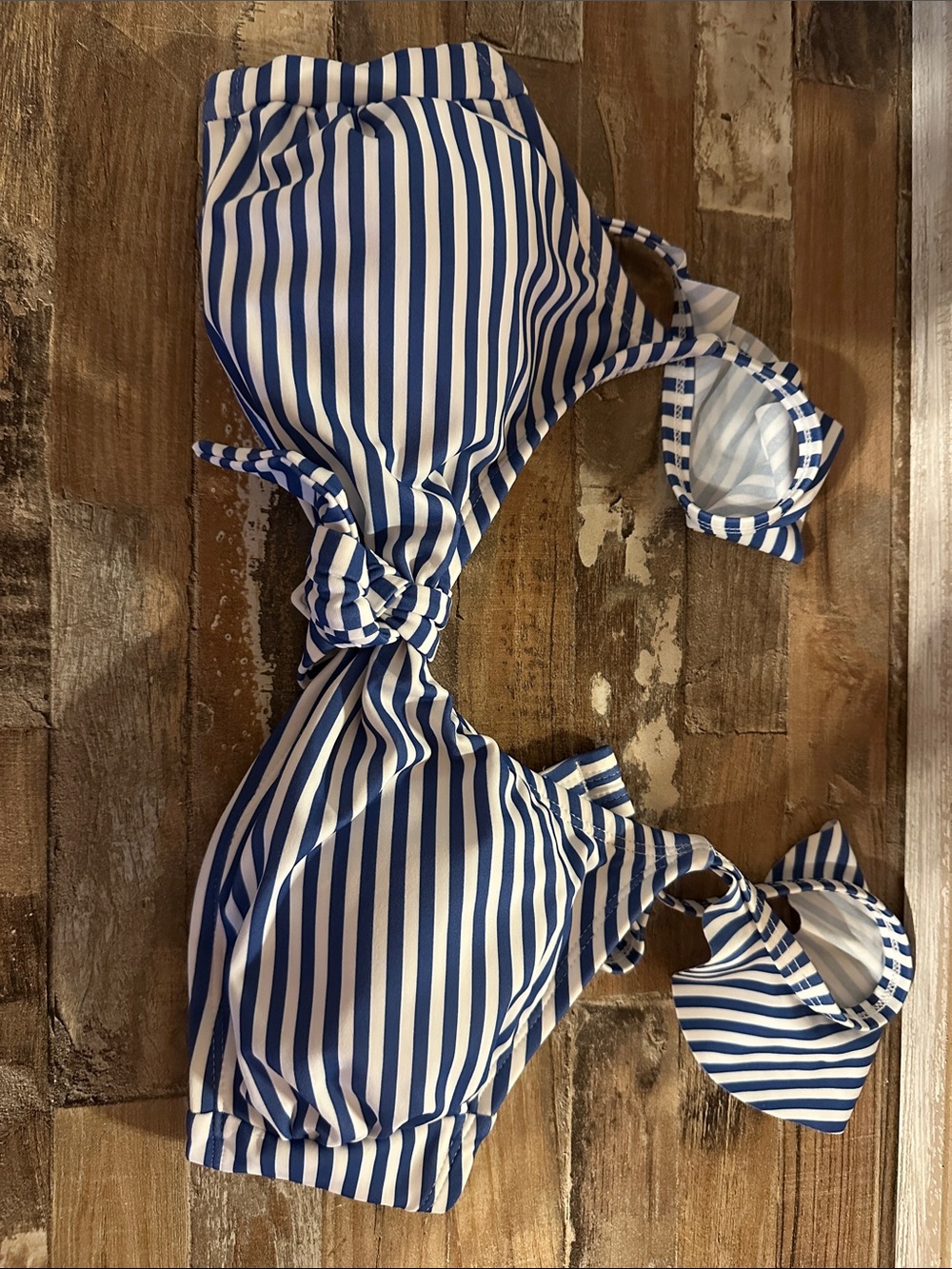 Striped Blue and White Bikini Top - Nautical Style